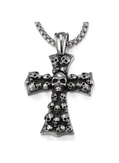 Mens Large Gothic Vintage Skulls Cross Pendant Necklace Of Steel, 30 Inches Wheat Chain - pzsku/ZFE9BD7F6F85646B5DA13Z/45/_/1735214476/4f40e7e1-484b-49e0-93d0-b85c99a05fe4