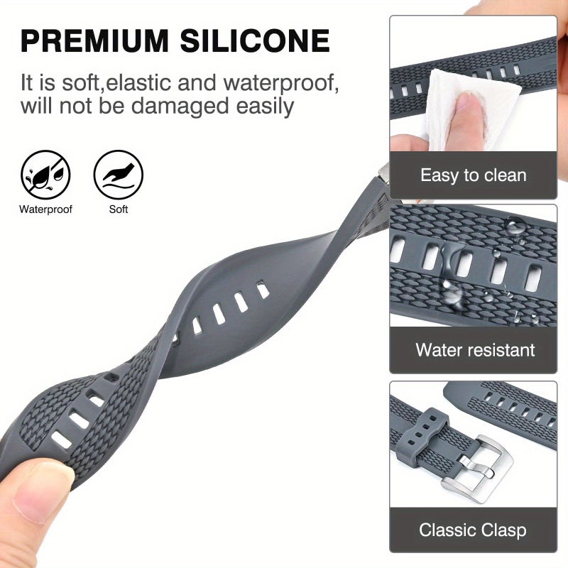 Soft Stretch Silicone Band Compatible with iWatch 38 40 41 42mm Grey - Image 5