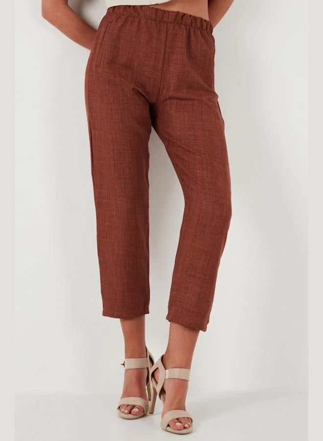 ليلا بنطلون نسائي ليلا بخصر مطاطي ومظهر كتان