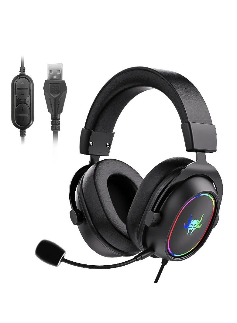 Joshberg G3000 USB Head Mounted Wired Gaming Headset RGB Lighting Effect For PS4 PS5 Computer Mobile Phone - Image 1