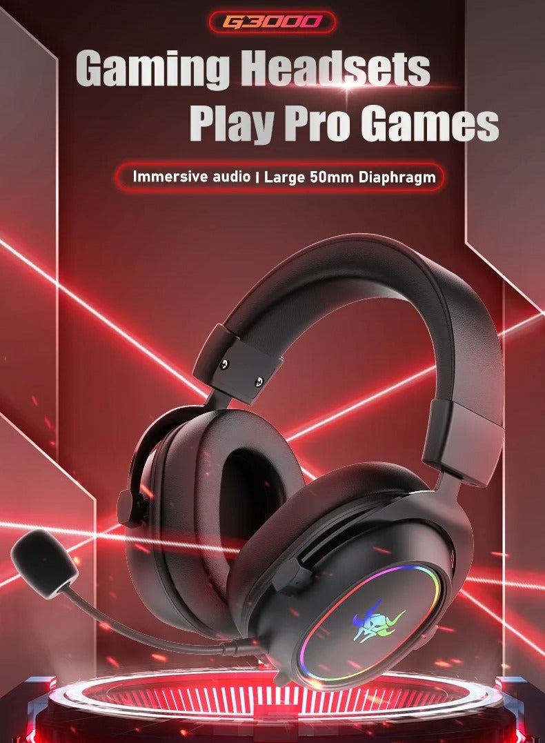Joshberg G3000 USB Head Mounted Wired Gaming Headset RGB Lighting Effect For PS4 PS5 Computer Mobile Phone - Image 3