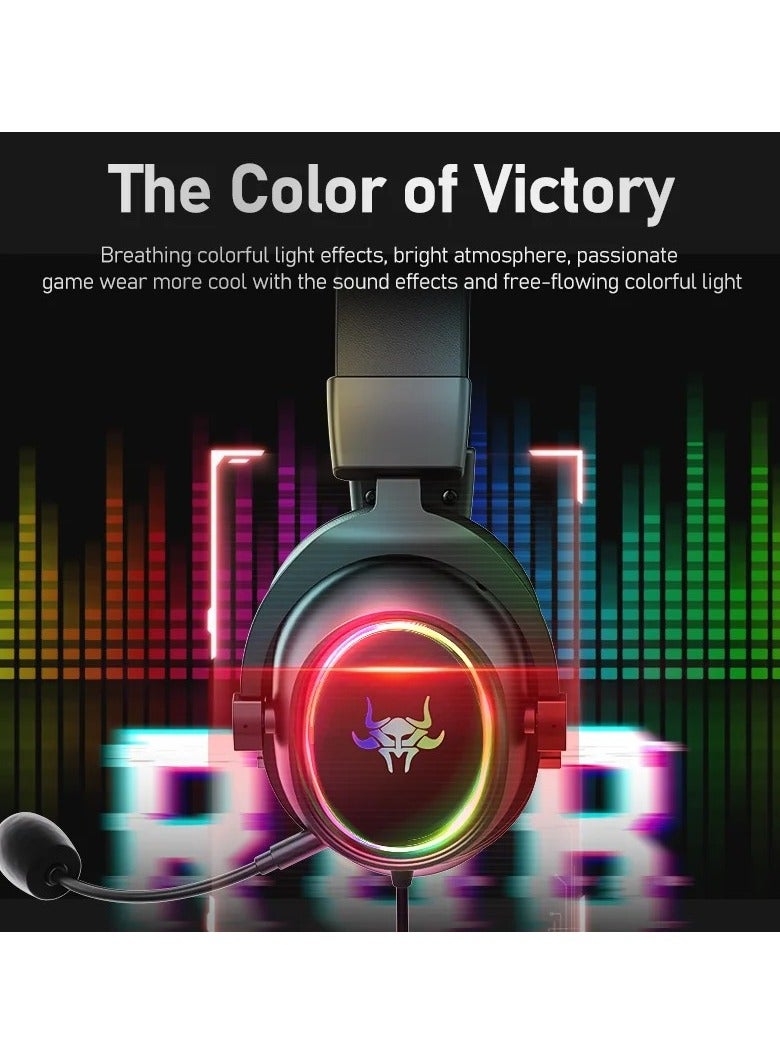 Joshberg G3000 USB Head Mounted Wired Gaming Headset RGB Lighting Effect For PS4 PS5 Computer Mobile Phone - Image 4