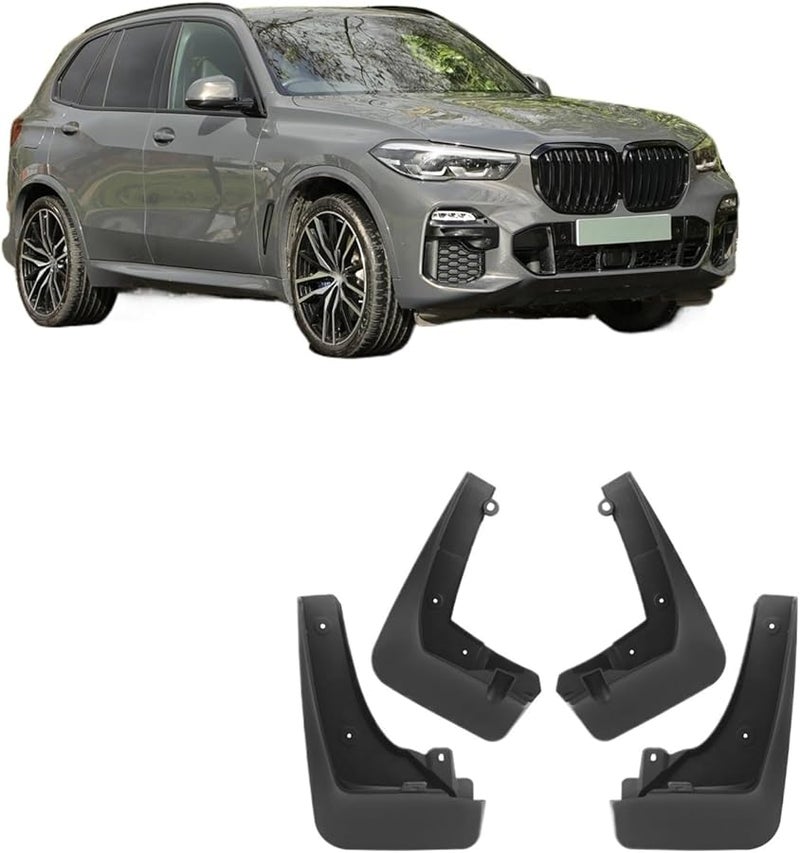 الواقيات الطينية السوداء المتوافقة لسيارات بي إم دبليو X5 M Sport G05 2019-2024 الأمامية والخلفية - Image 3