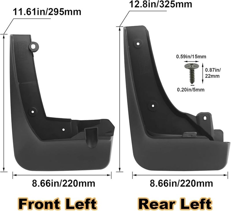 الواقيات الطينية السوداء المتوافقة لسيارات بي إم دبليو X5 M Sport G05 2019-2024 الأمامية والخلفية - Image 4