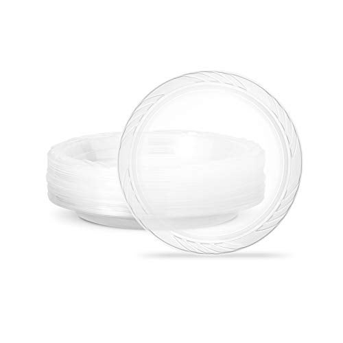 PLASTICPRO 7 inch Premium Crystal Clear Disposable Plastic Party Plate Pack of 80