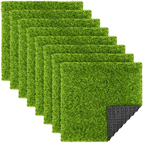 TURSTIN 8 Packs 12 x 12 Inch Artificial Grass Mat Squares Synthetic Garden Grass Tiles Fake Grass Turf Patch with Drainage Hole Realistic Grass Rug for DIY Decoration - Image 1