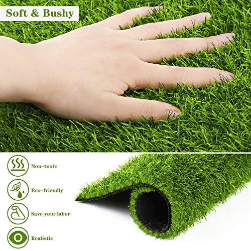 TURSTIN 8 Packs 12 x 12 Inch Artificial Grass Mat Squares Synthetic Garden Grass Tiles Fake Grass Turf Patch with Drainage Hole Realistic Grass Rug for DIY Decoration - Image 4