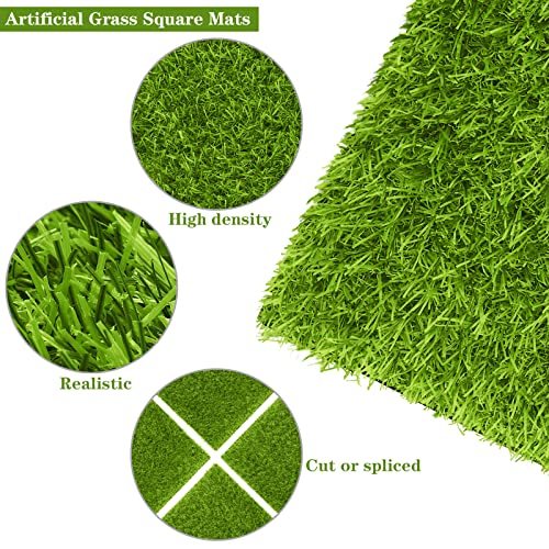 TURSTIN 8 Packs 12 x 12 Inch Artificial Grass Mat Squares Synthetic Garden Grass Tiles Fake Grass Turf Patch with Drainage Hole Realistic Grass Rug for DIY Decoration - Image 3