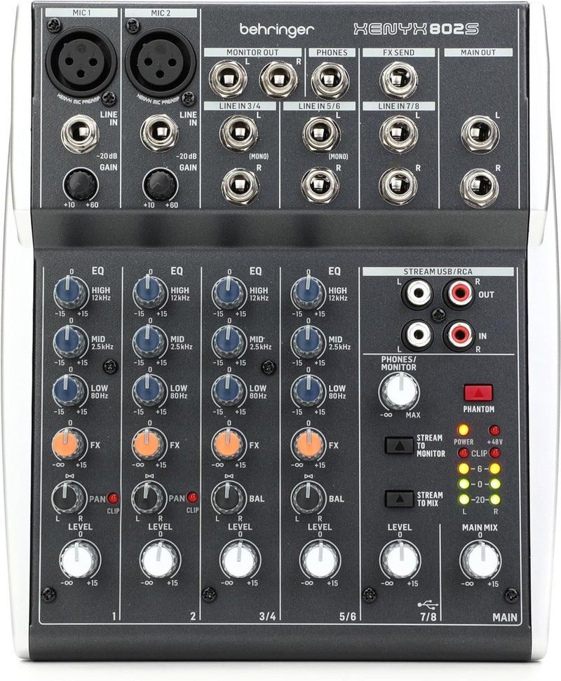 Behringer XENYX 802S Premium Analog Mixer with USB Streaming Interface - Image 1