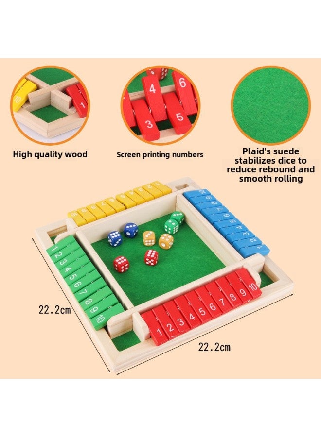 Four-sided Digital Flip Toy Family Parent-child Dice Game Four-person Interactive Party Table Game Drinkers Puzzle-Color:White Box Light Brown 8 Dice 0.30g22.5x22.5x3.5 - Image 4