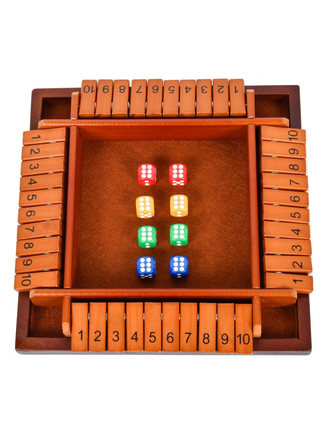 Four-sided Digital Flip Toy Family Parent-child Dice Game Four-person Interactive Party Table Game Drinkers Puzzle-Color:White Box Light Brown 8 Dice 0.30g22.5x22.5x3.5 - Image 1