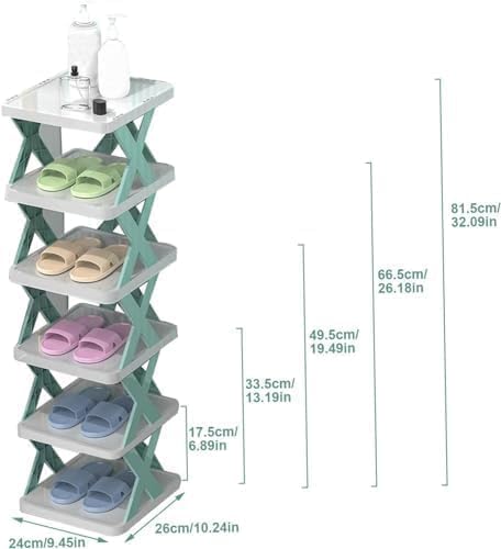 F4FIVE 6Layer Plastic Shoe Storage Rack Adjustable Stackable Shelf Corner Tower for Bedroom Entryway Shelf Footwear Collapsible Corner Tower Shoes and Book Slots Rack - Image 2