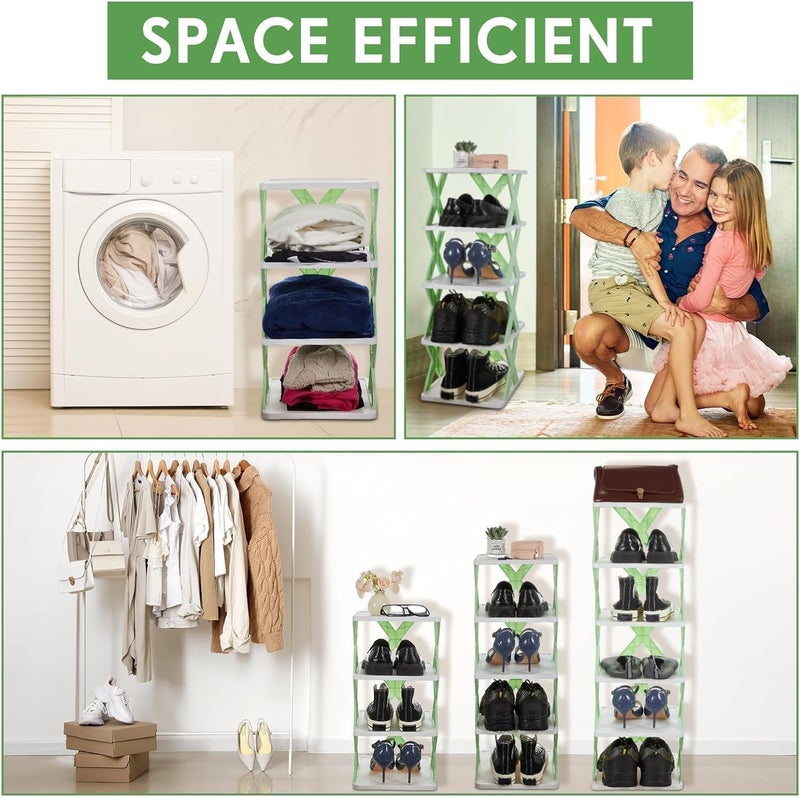 F4FIVE 6Layer Plastic Shoe Storage Rack Adjustable Stackable Shelf Corner Tower for Bedroom Entryway Shelf Footwear Collapsible Corner Tower Shoes and Book Slots Rack - Image 5