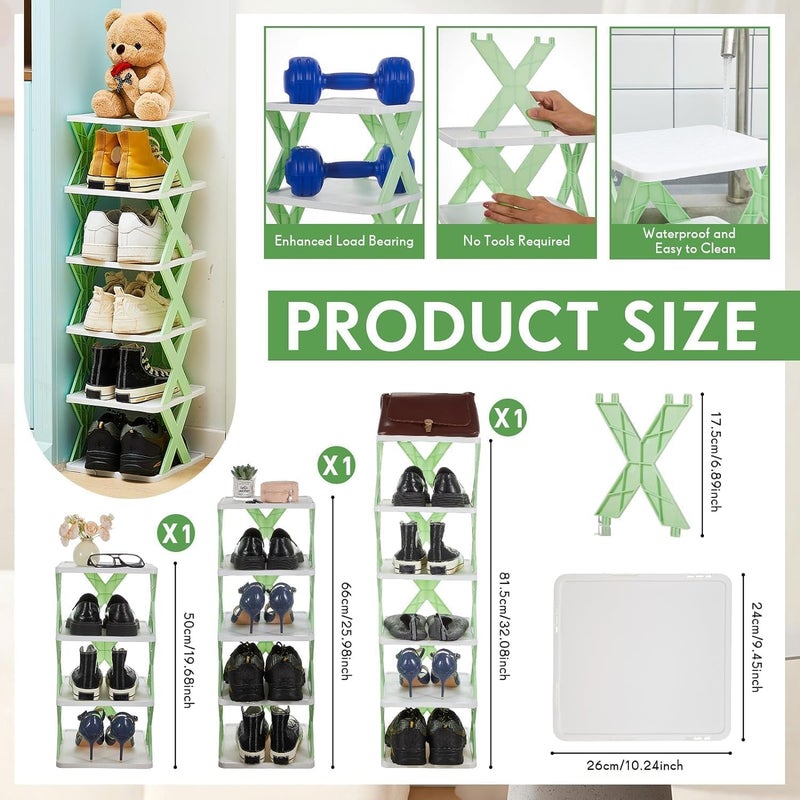 F4FIVE 6Layer Plastic Shoe Storage Rack Adjustable Stackable Shelf Corner Tower for Bedroom Entryway Shelf Footwear Collapsible Corner Tower Shoes and Book Slots Rack - Image 4