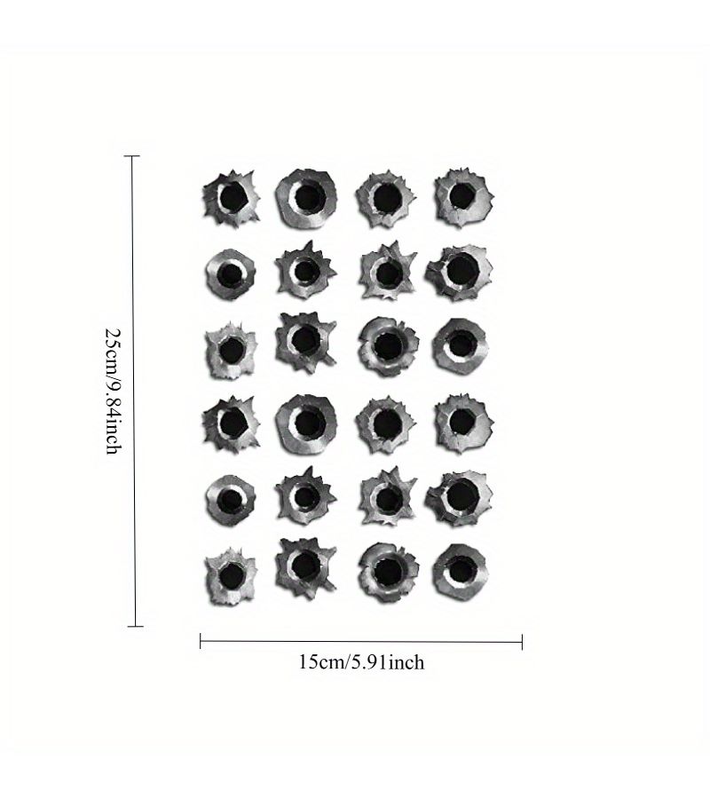 Set Of 24 Silvery Gray Bullet Hole Stickers For Laptops Vehicles Surfaces - Image 5