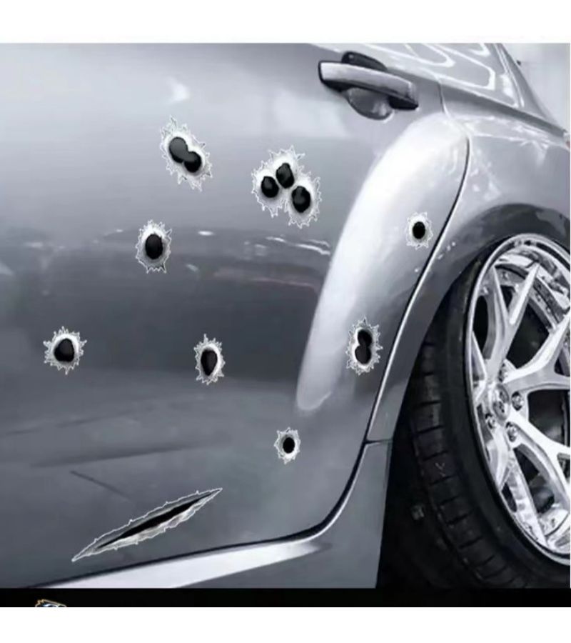 Set Of 24 Silvery Gray Bullet Hole Stickers For Laptops Vehicles Surfaces - Image 3