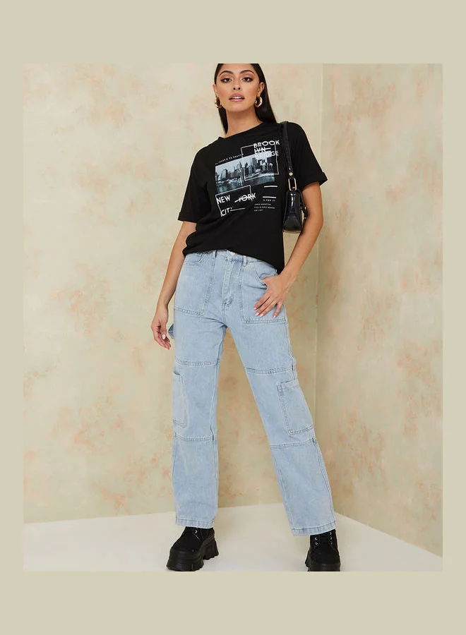 Styli NYC Graphic Print Regular Fit Tshirt