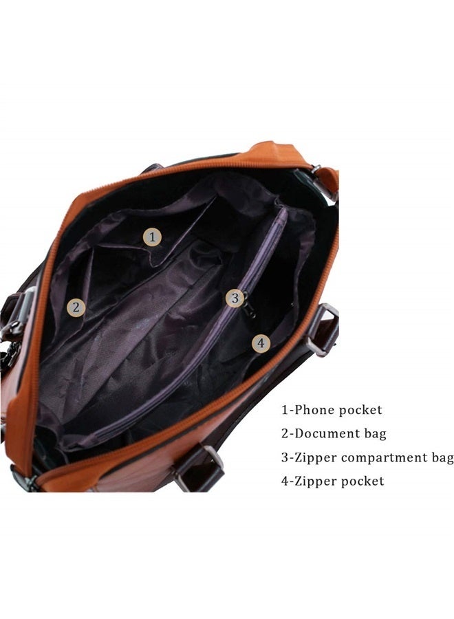Women Fashion Handbag+Shoulder Bag+Purse+Card Purse Faux Leather Tote 4 Pieces  - Image 4
