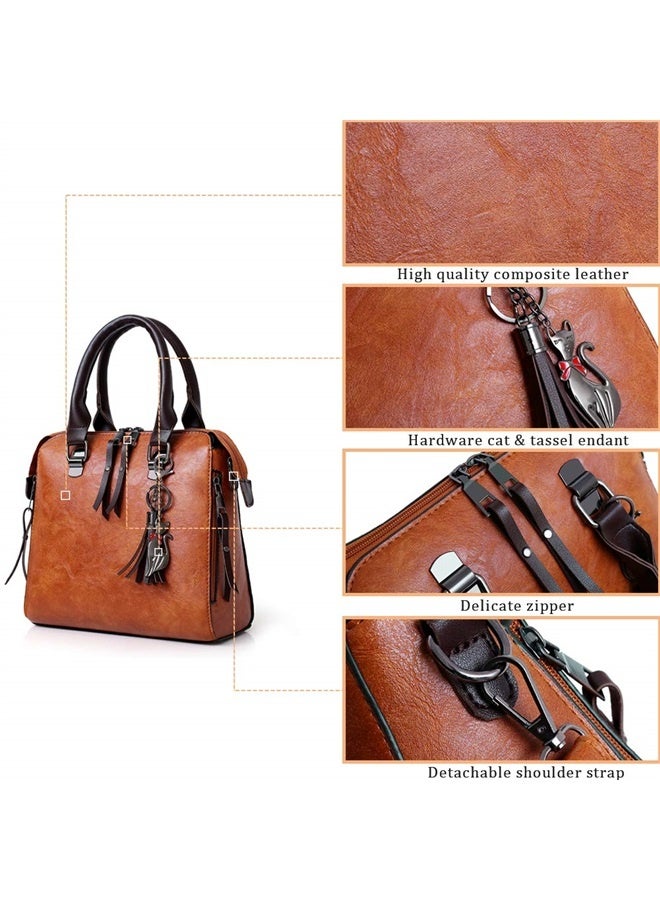 Women Fashion Handbag+Shoulder Bag+Purse+Card Purse Faux Leather Tote 4 Pieces  - Image 5