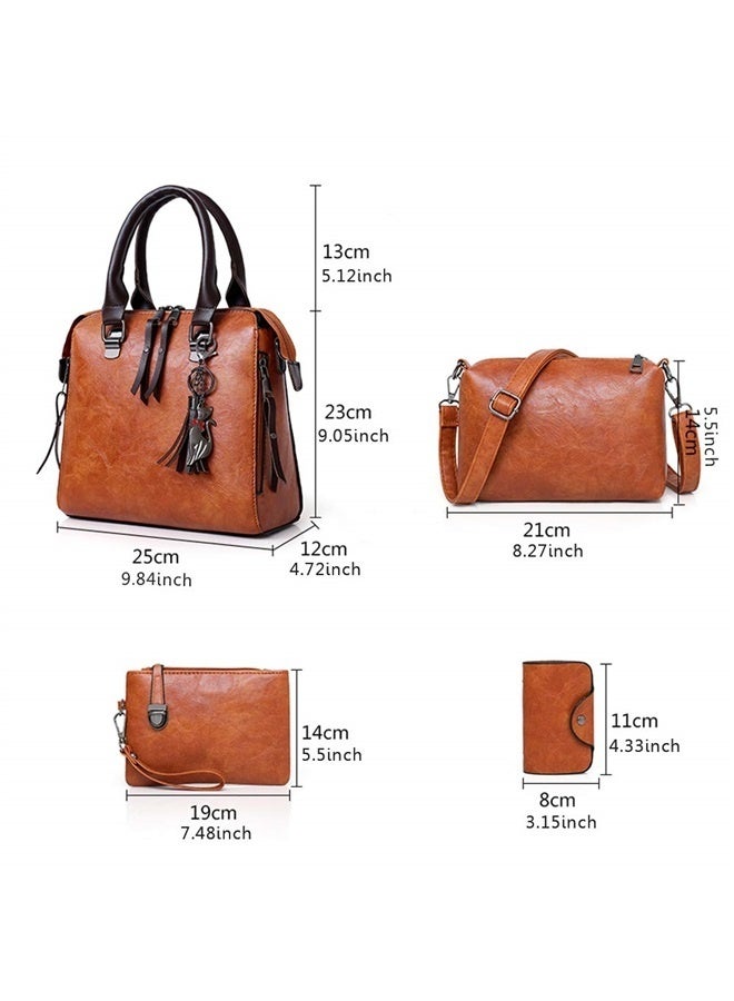 Women Fashion Handbag+Shoulder Bag+Purse+Card Purse Faux Leather Tote 4 Pieces  - Image 2