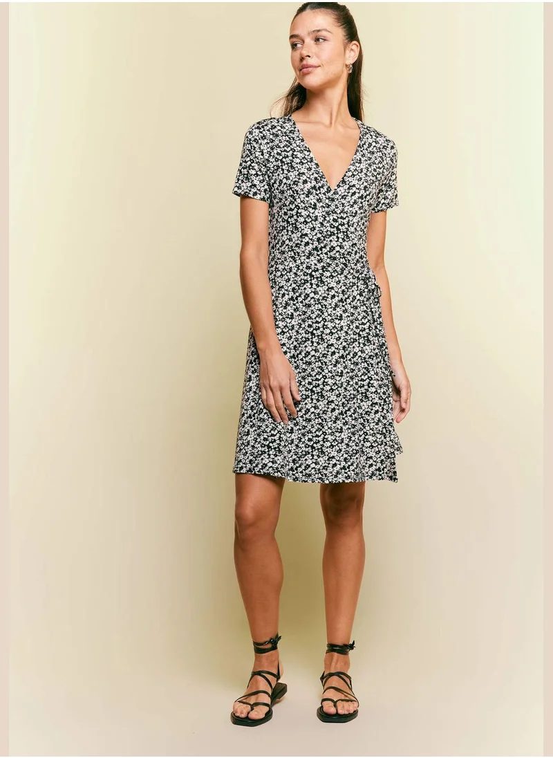 DeFacto Woman A Line Wrap Short Sleeve Knitted Dress
