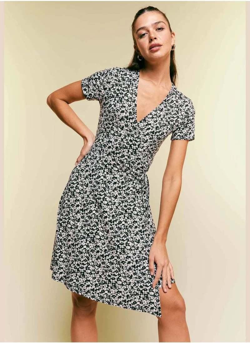 DeFacto Woman A Line Wrap Short Sleeve Knitted Dress