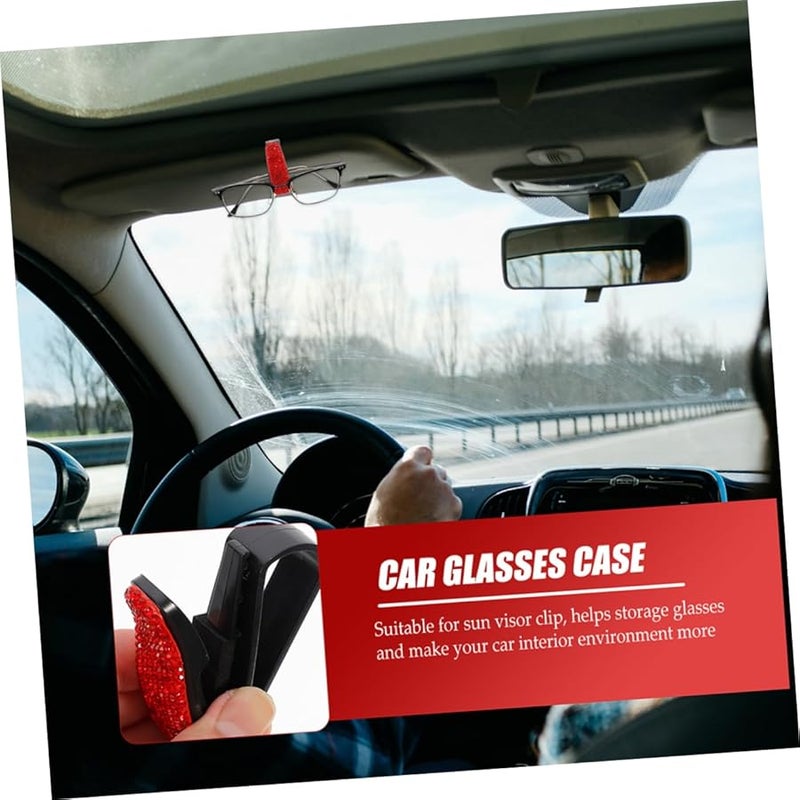 2pcs Rhinestone Car Sunglasses Holder Visor Clip Glasses Fastener Organizer Stylish Driver Accessories - Image 5