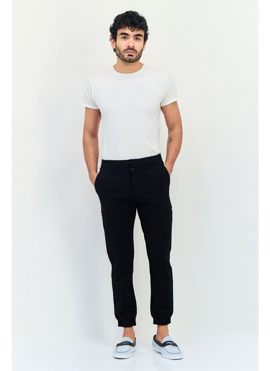 SELECTED Men Cuffed Fit Plain Jogger Pants, Black  - Image 4
