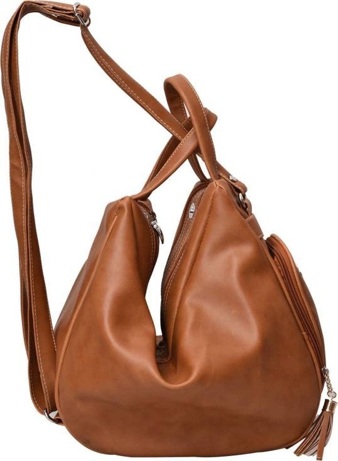 Creeper Small 8L Backpack for Women & Girls - Collage Design, Leather Ladies Purse (Tan) - Image 2