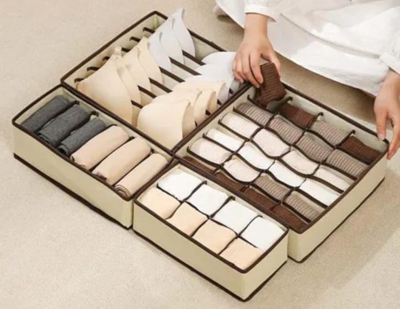 4-Pack Foldable Fabric Drawer Dividers – Closet Organizer Storage Boxes for Underwear, Bras, Socks, Belts, Tanks, and Wardrobe Essentials – Lightweight Foldable Organizers for Neat Home & Room Organiz - Image 2