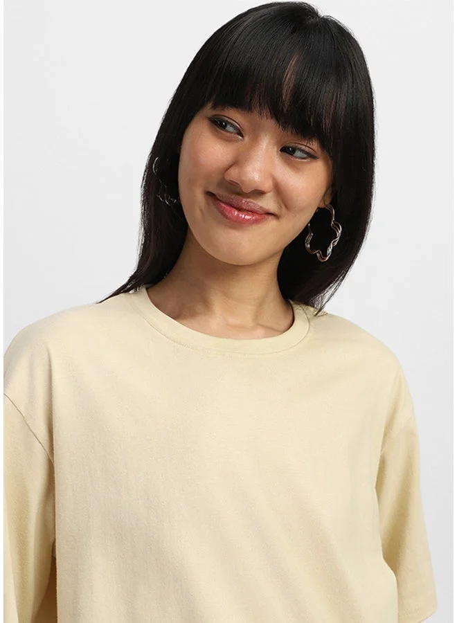 Juneberry Juneberry Pure Cotton Over-size SWANWHITE T-Shirt For Women