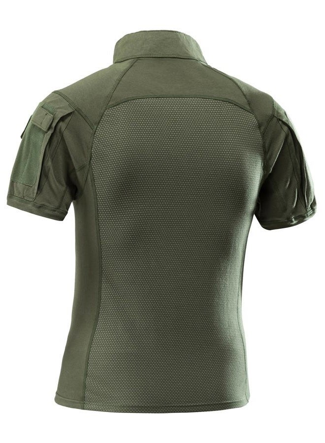 AKARMY Men's Military Short Sleeve T-Shirt, Tactical Cargo Pullover Polo Shirts, Outdoor Camo Shirt with 1/4 Zipper, Armygreen, 3XL - Image 4
