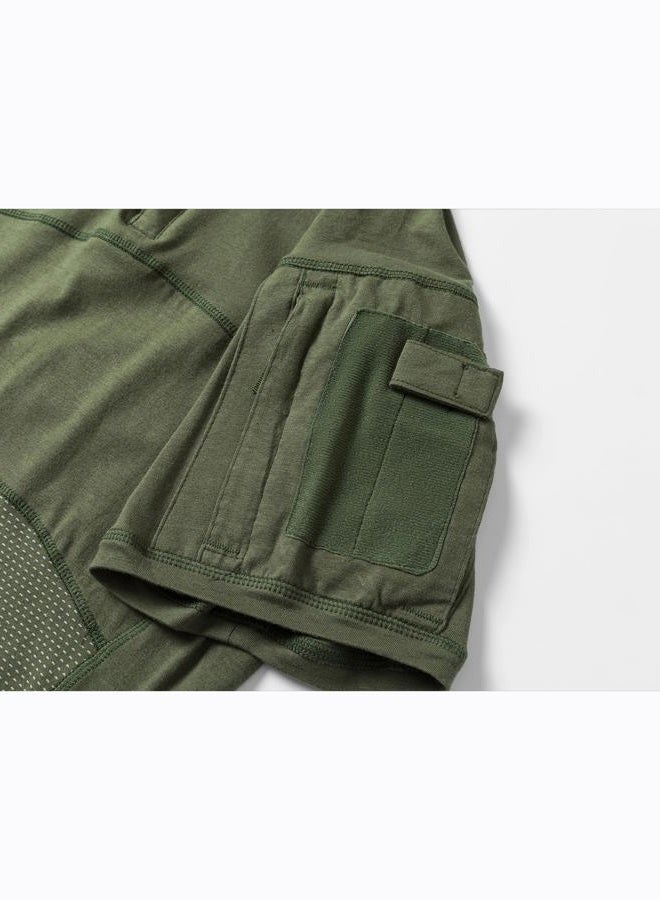 AKARMY Men's Military Short Sleeve T-Shirt, Tactical Cargo Pullover Polo Shirts, Outdoor Camo Shirt with 1/4 Zipper, Armygreen, 3XL - Image 5