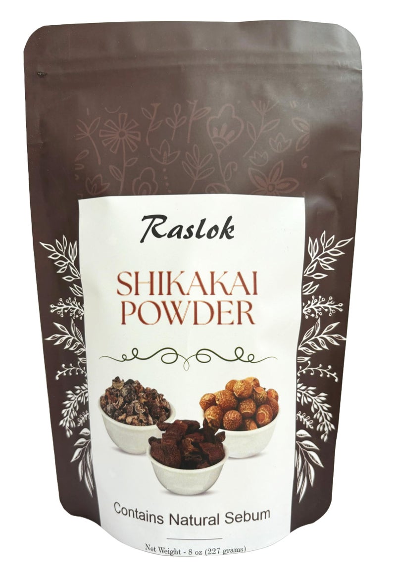 Raslok Shikakai Powder | Natural Hair Cleanser & Conditioner | 100% Pure Acacia concinna Fruit Pods Powder (8 oz) - Image 1