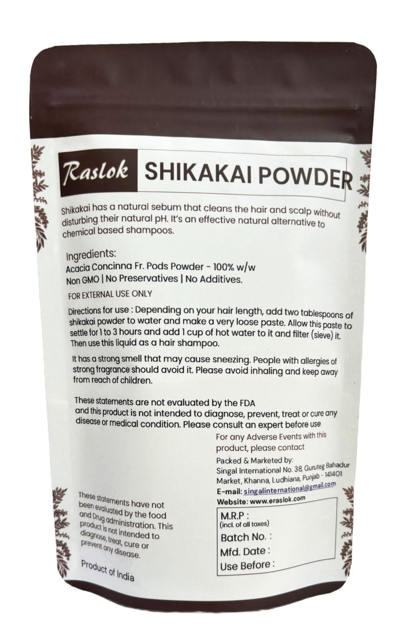 Raslok Shikakai Powder | Natural Hair Cleanser & Conditioner | 100% Pure Acacia concinna Fruit Pods Powder (8 oz) - Image 3