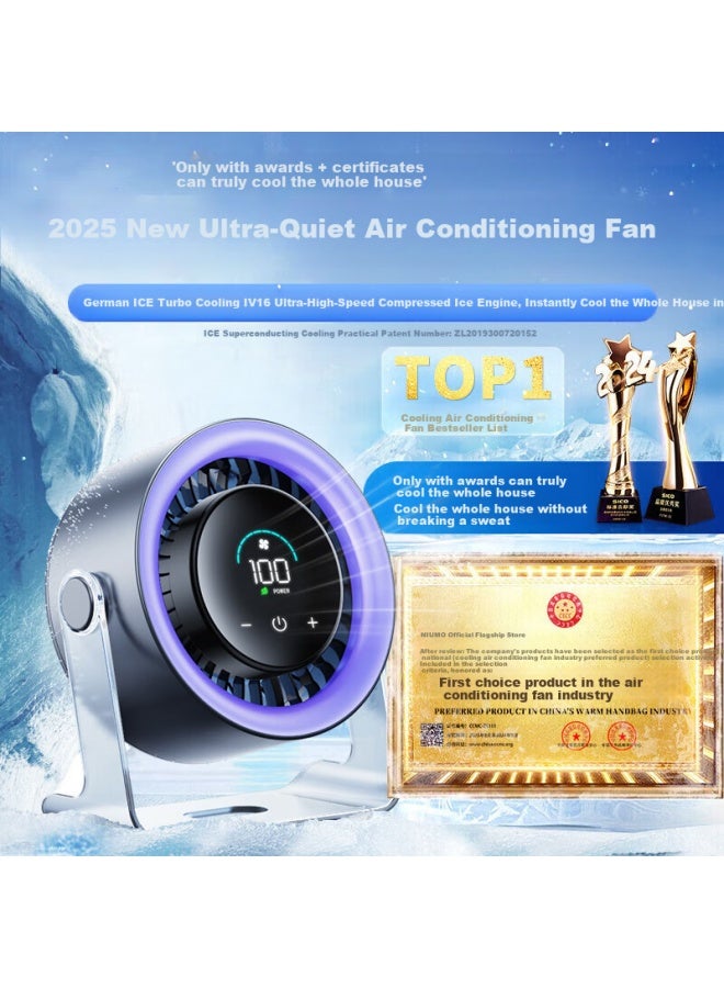 Azeada 100-speed Air Conditioner Fan | Desktop Usb Mini Fan For Office, Student Dormitory, Car, Outdoor, Vertical Small Electric Fan, Tabletop High-power Cooling - Image 2