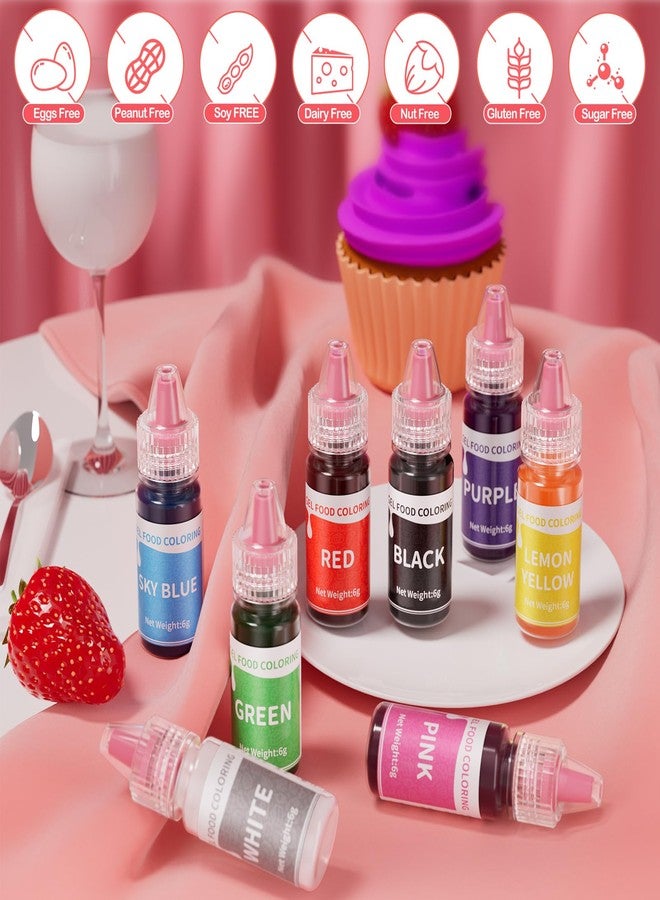 Cherrysea Gel Food Coloring Set - 8 Colors Concentrated Gel Based Food Color Food Grade Dye Flavorless Vibrant Edible Food Coloring for Cake Cookie Decorating Easter Egg Icing Fondant Baking Macaron - 6g/Bottle - Image 4