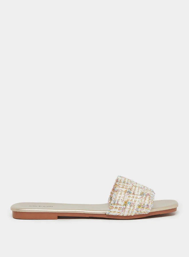 Styli Styli Textured Woven Slip-On Sandals