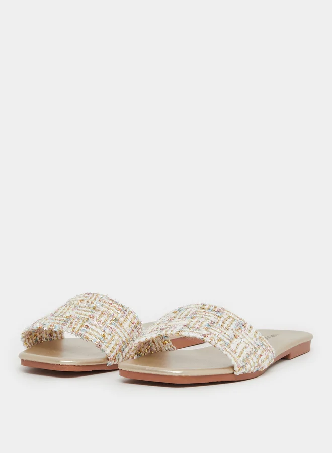 Styli Styli Textured Woven Slip-On Sandals