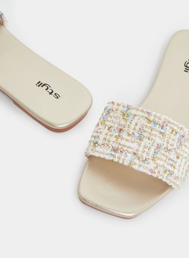 Styli Styli Textured Woven Slip-On Sandals
