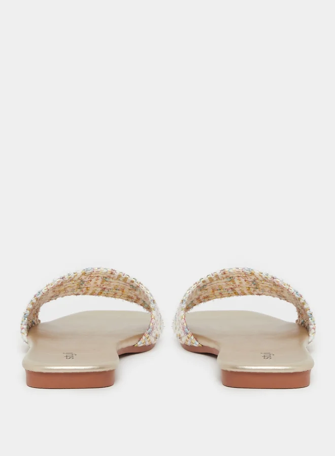 Styli Styli Textured Woven Slip-On Sandals