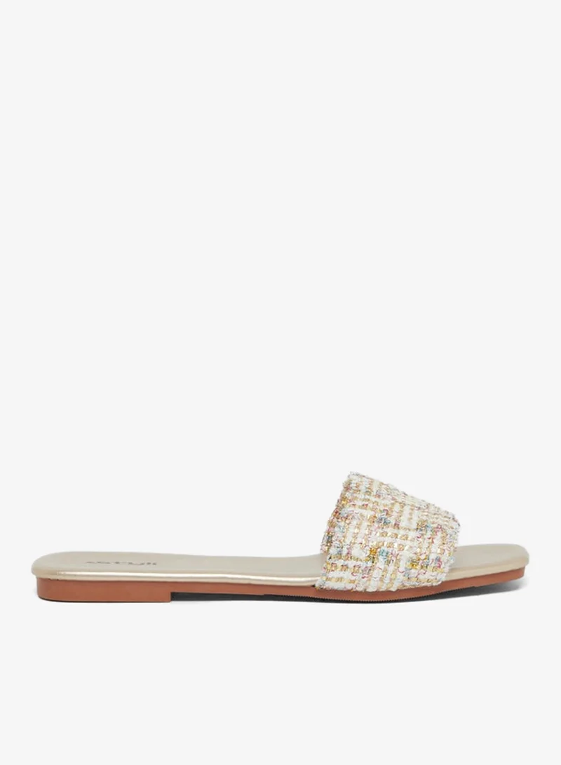 Styli Textured Woven Slip-On Sandals