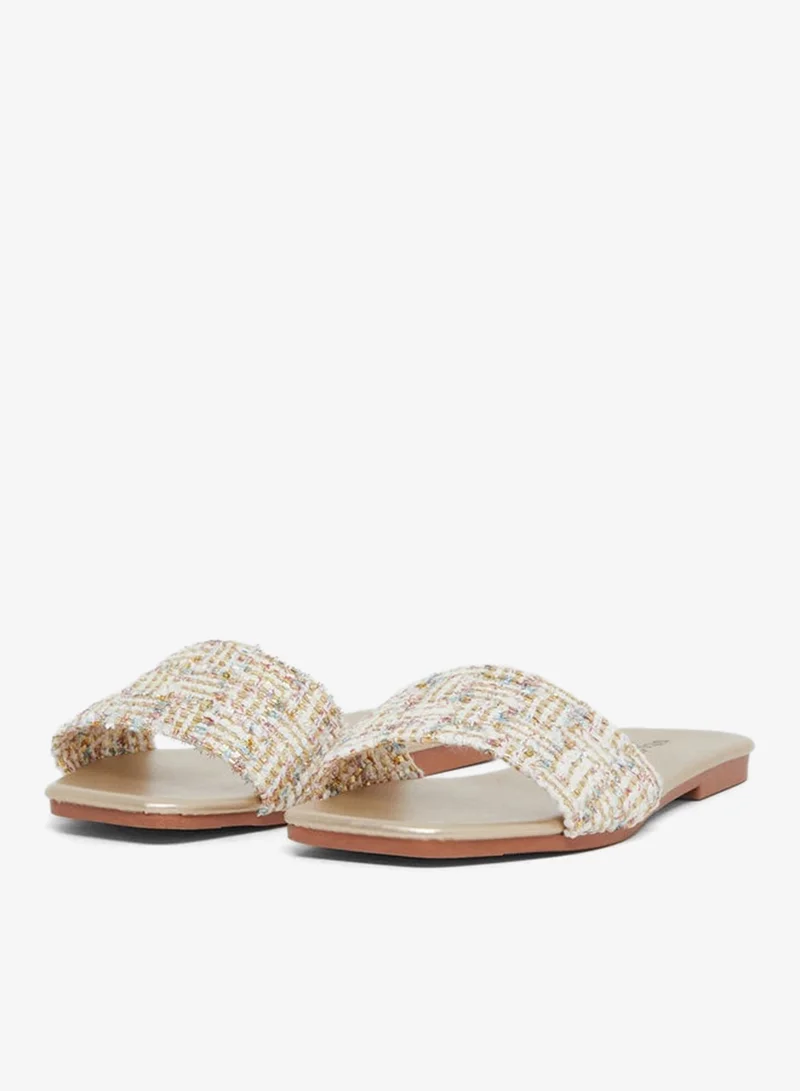Styli Textured Woven Slip-On Sandals