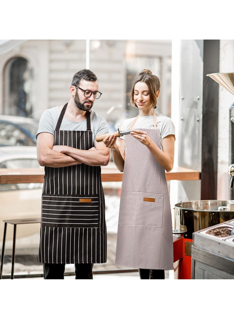 2 Pack Adjustable Bib Apron with 2 Pockets Chef Cooking Kitchen Restaurant Aprons for Women Men - Image 5