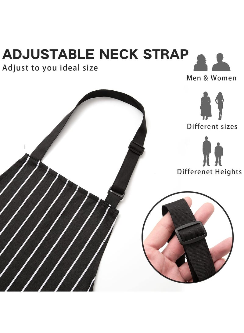 2 Pack Adjustable Bib Apron with 2 Pockets Chef Cooking Kitchen Restaurant Aprons for Women Men - Image 3