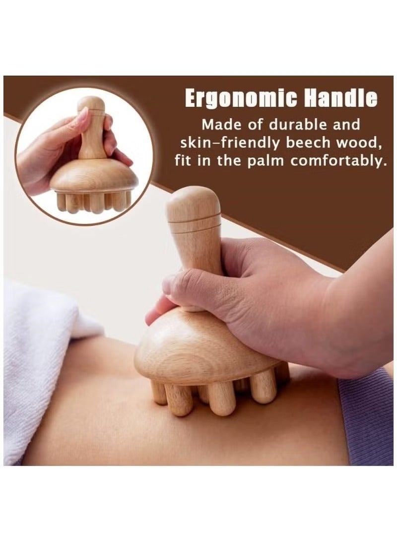 كيلا جهاز تدليك للجسم على شكل فطر خشبي، أداة تدليك يدوية خشبية، مضادة للسيلوليت، تصريف لمفي، تخفيف توتر العضلات للاستخدام الكامل للجسم - Image 3