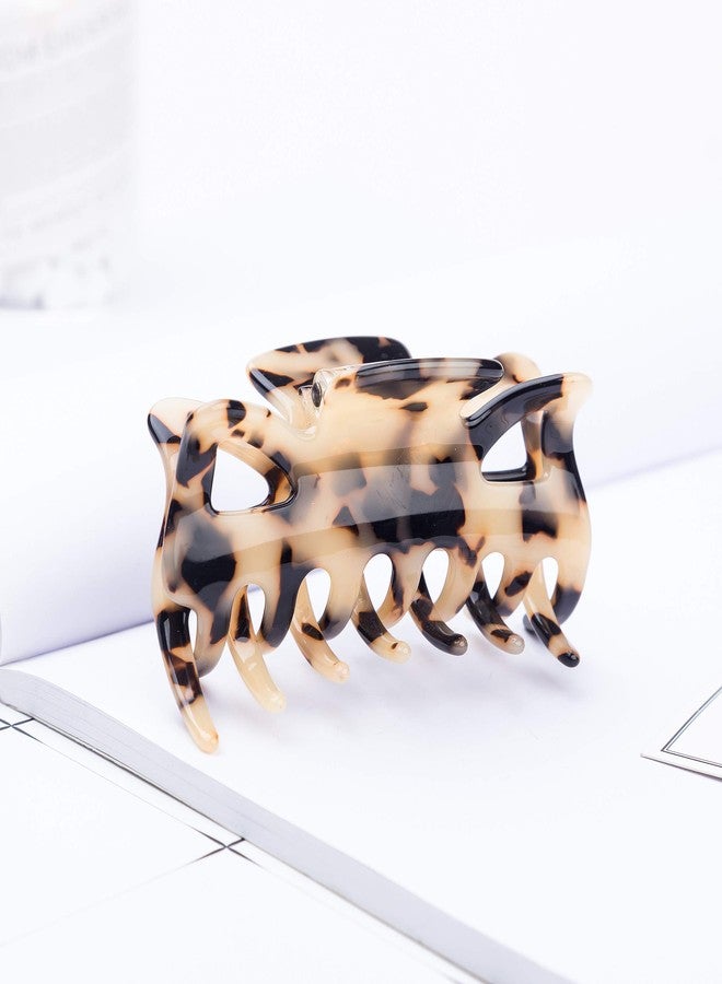 Prettyou Hair Claw Clip 3.3 Inches Medium Size Celluloid French Design Barrettes Tortoise Shell Fashion Accessories for Women (B) - Image 2