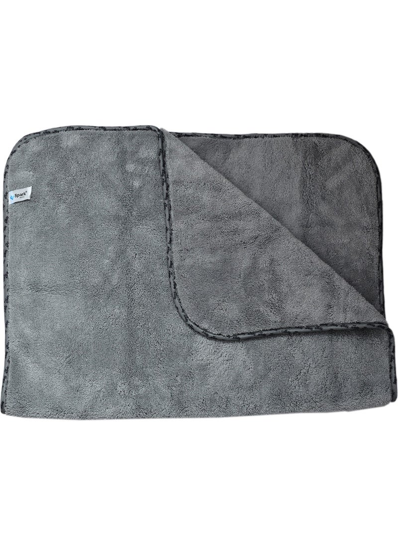 Spark (3 Pieces) 2316 Microfiber Plush Car Drying and Cleaning Cloth Large Size 60X90 Cm. Grey  - Image 1