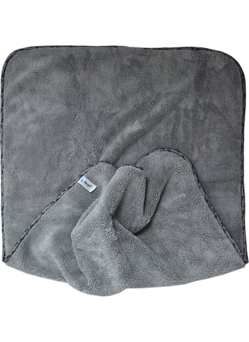 Spark (3 Pieces) 2316 Microfiber Plush Car Drying and Cleaning Cloth Large Size 60X90 Cm. Grey  - Image 5
