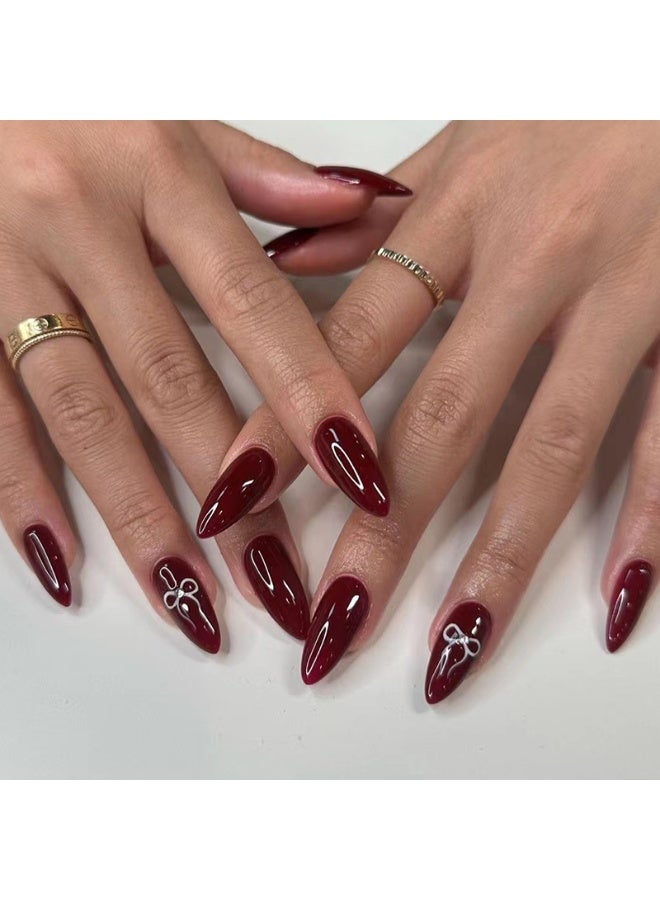 NIKITA.VIVI 24 قطعة أظافر لاصقة، أظافر مزيفة، مجموعة أظافر للنساء والفتيات، ملحقات فن الأظافر، أظافر لاصقة مع ملصقات لاصقة للتطبيق السهل، مجموعة أظافر لاصقة - Image 1